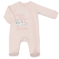 M15938: Baby "Cutest Little Sister" Cotton Sleepsuit (NB-3 Months)